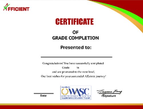Afficient Academy’s Grade Completion Certificate